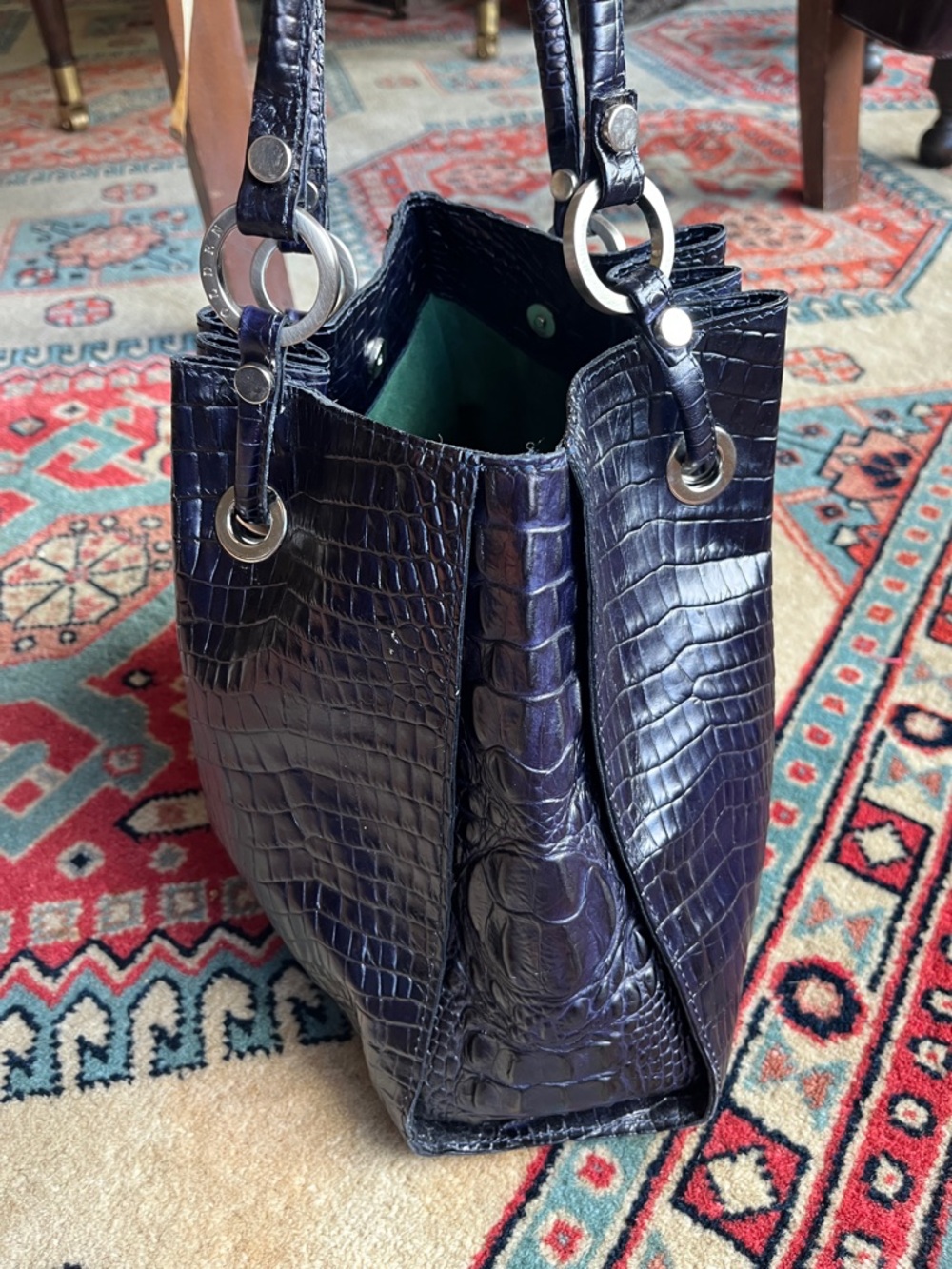 Holden handmade leather tote, Ireland, purple croc - Picture 3 of 7